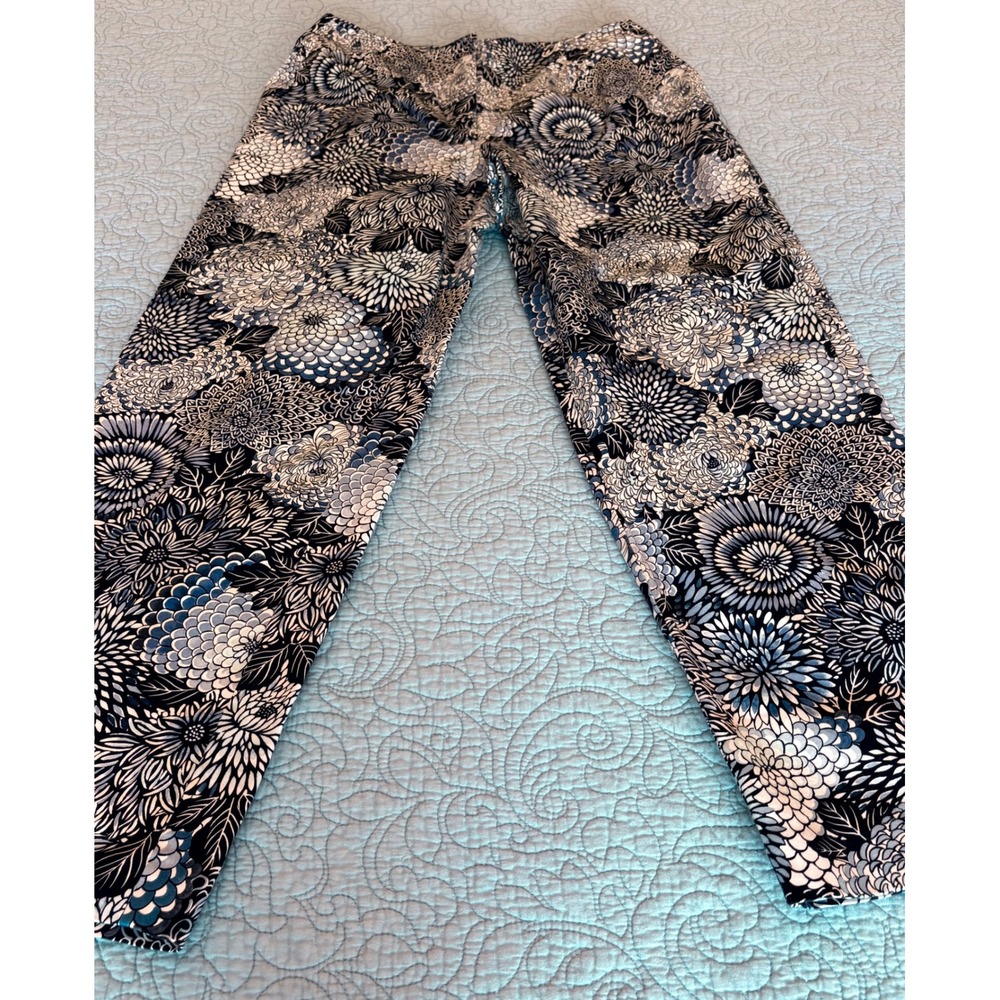 Talbots Woman Floral Pants Chrysanthemum Stretch Cotton Size 14W